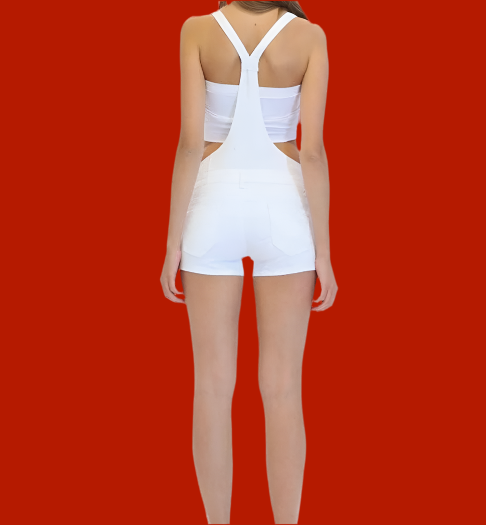 White Overall Shorts