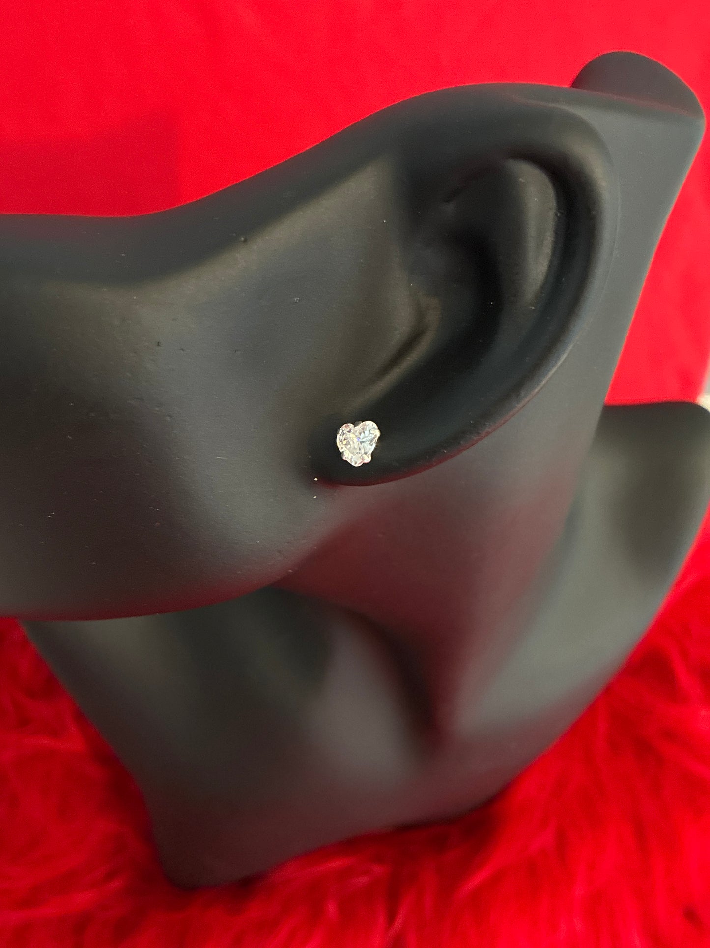 heart shaped zirconia stud earrings
