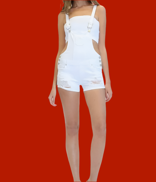 White Overall Shorts