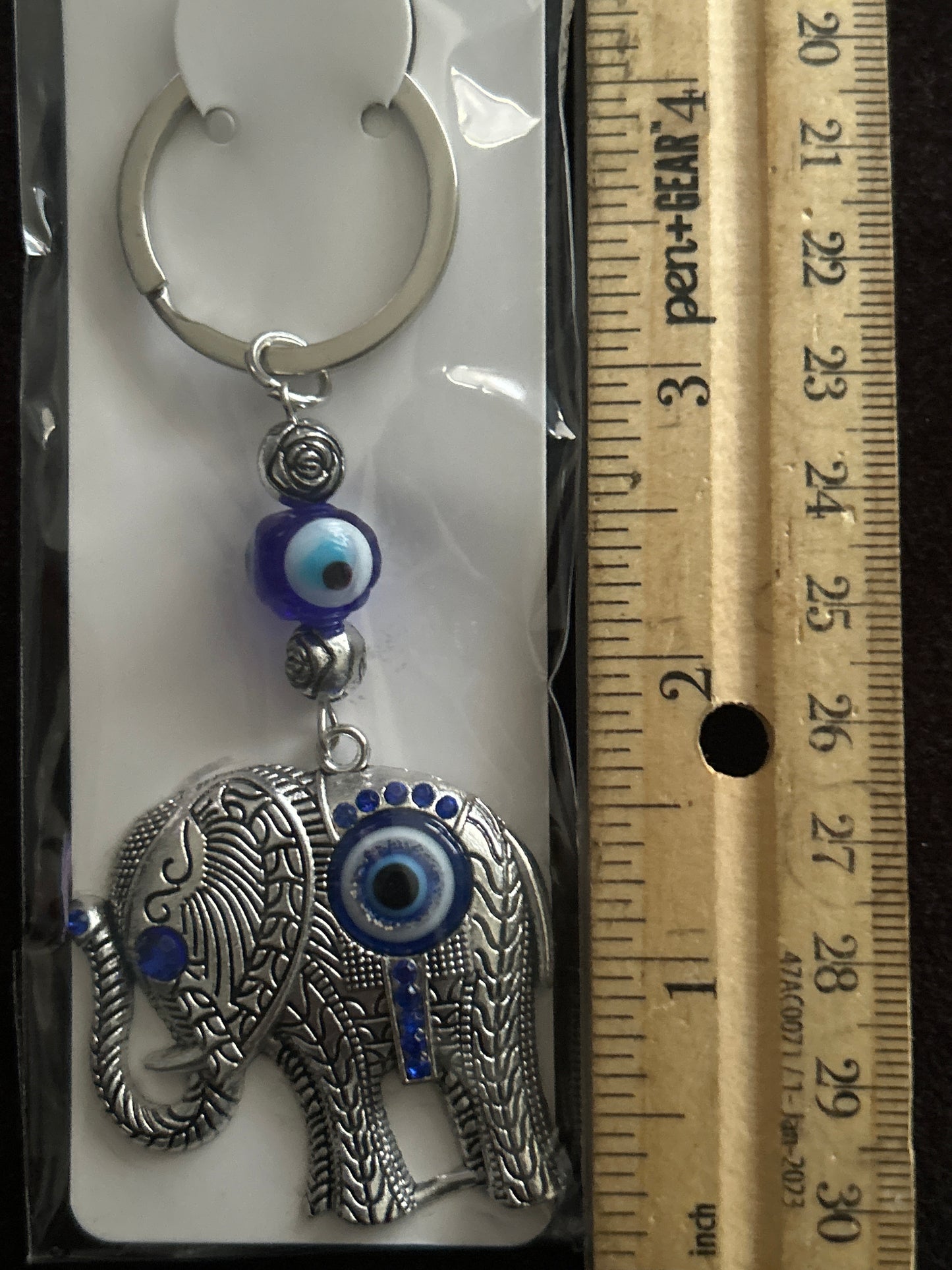 Evil eye with elephant keychain