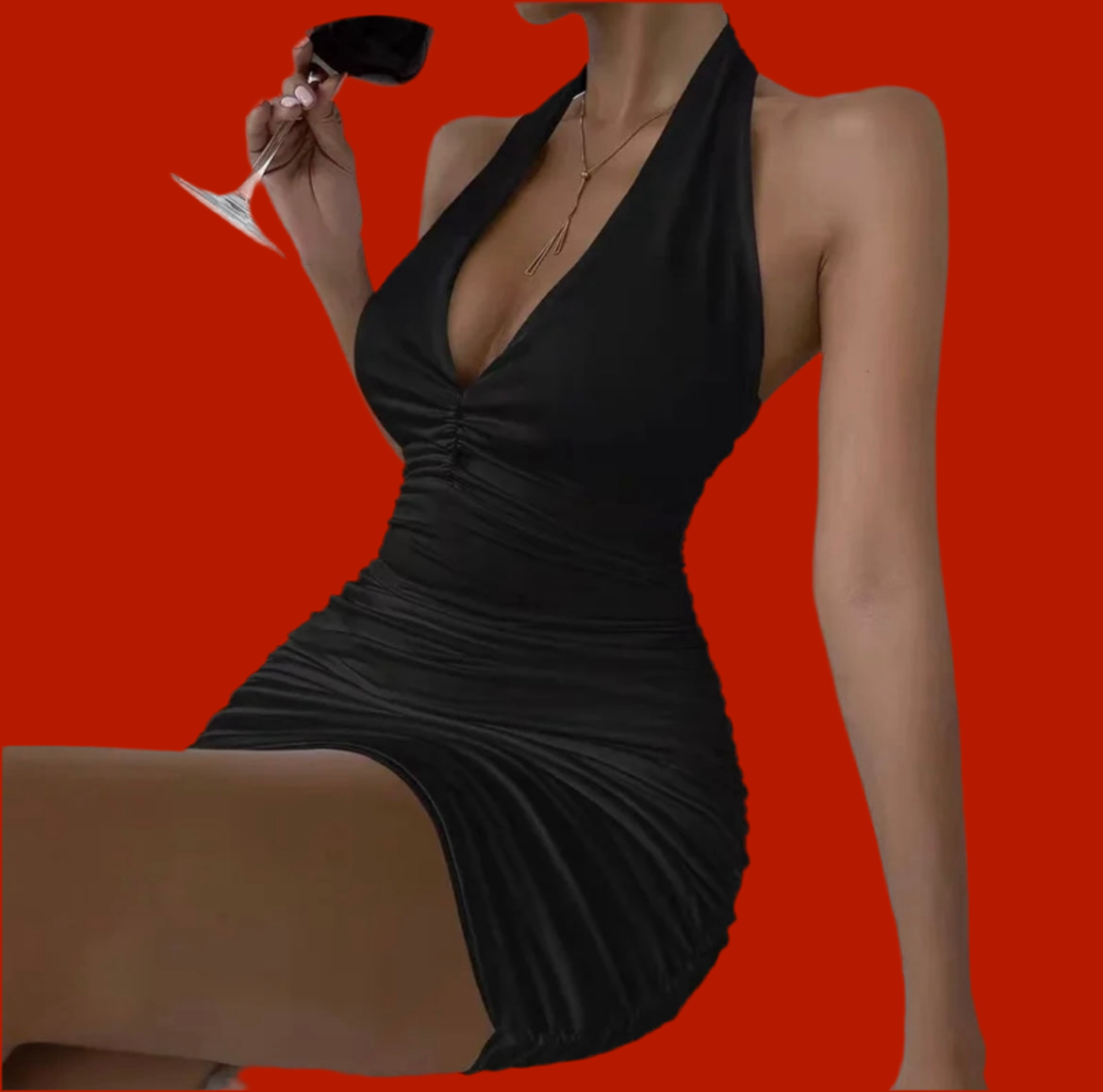 Black V Neck Dress