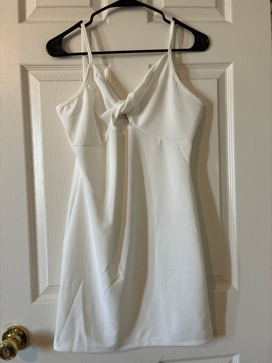 White Front Twist Dress