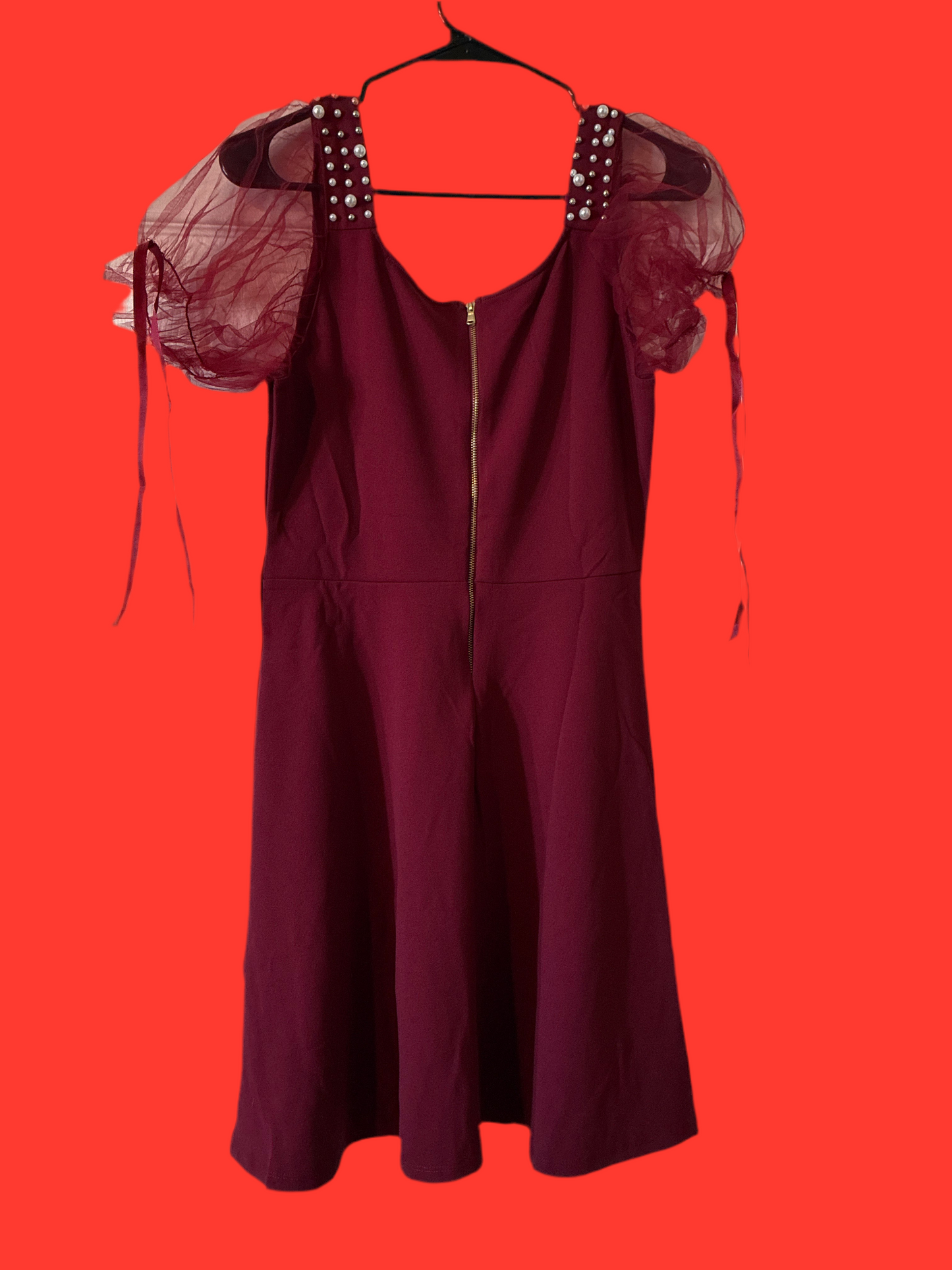 Uprichard puff sleeve burgundy dress