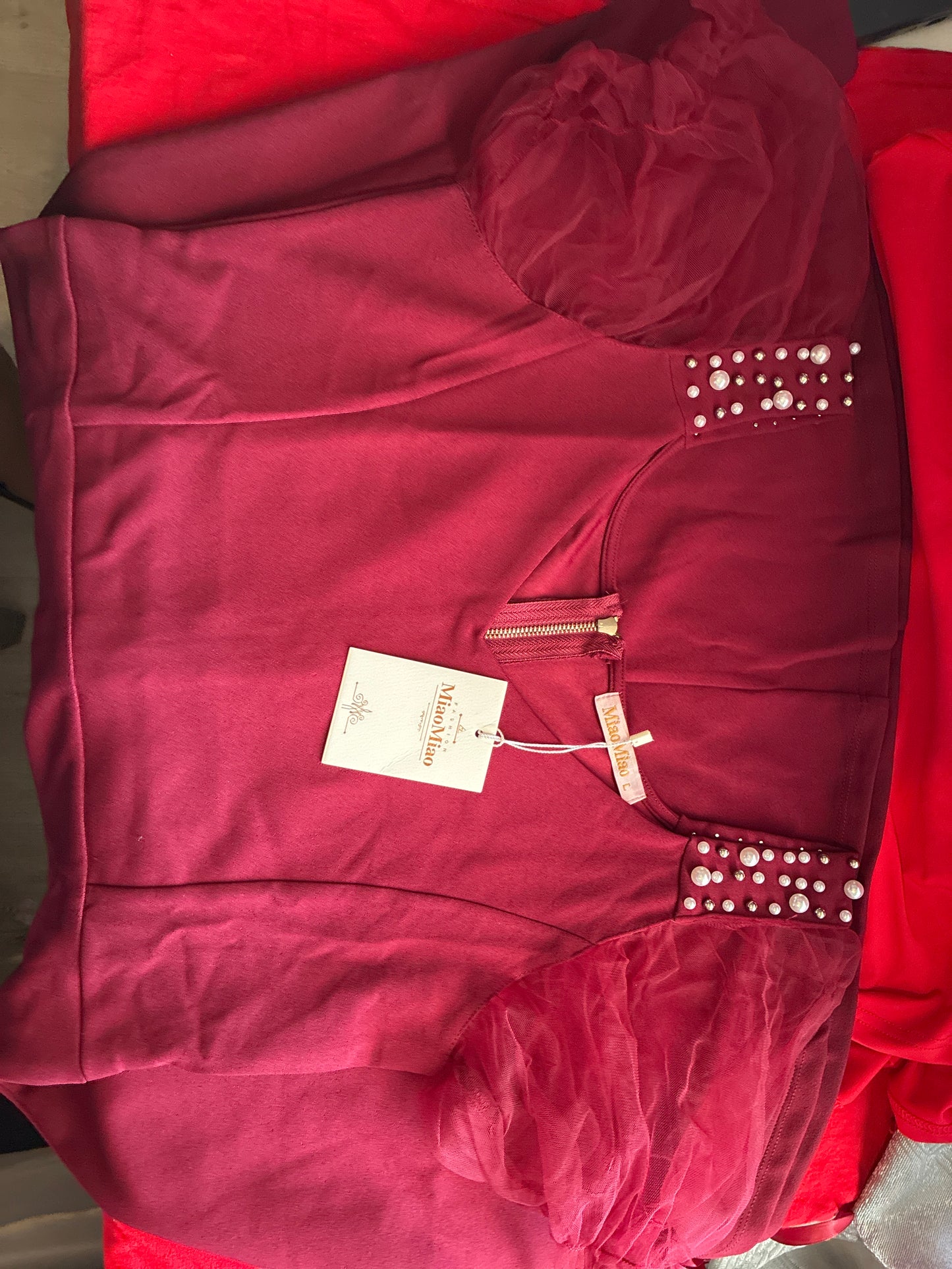 Uprichard puff sleeve burgundy dress