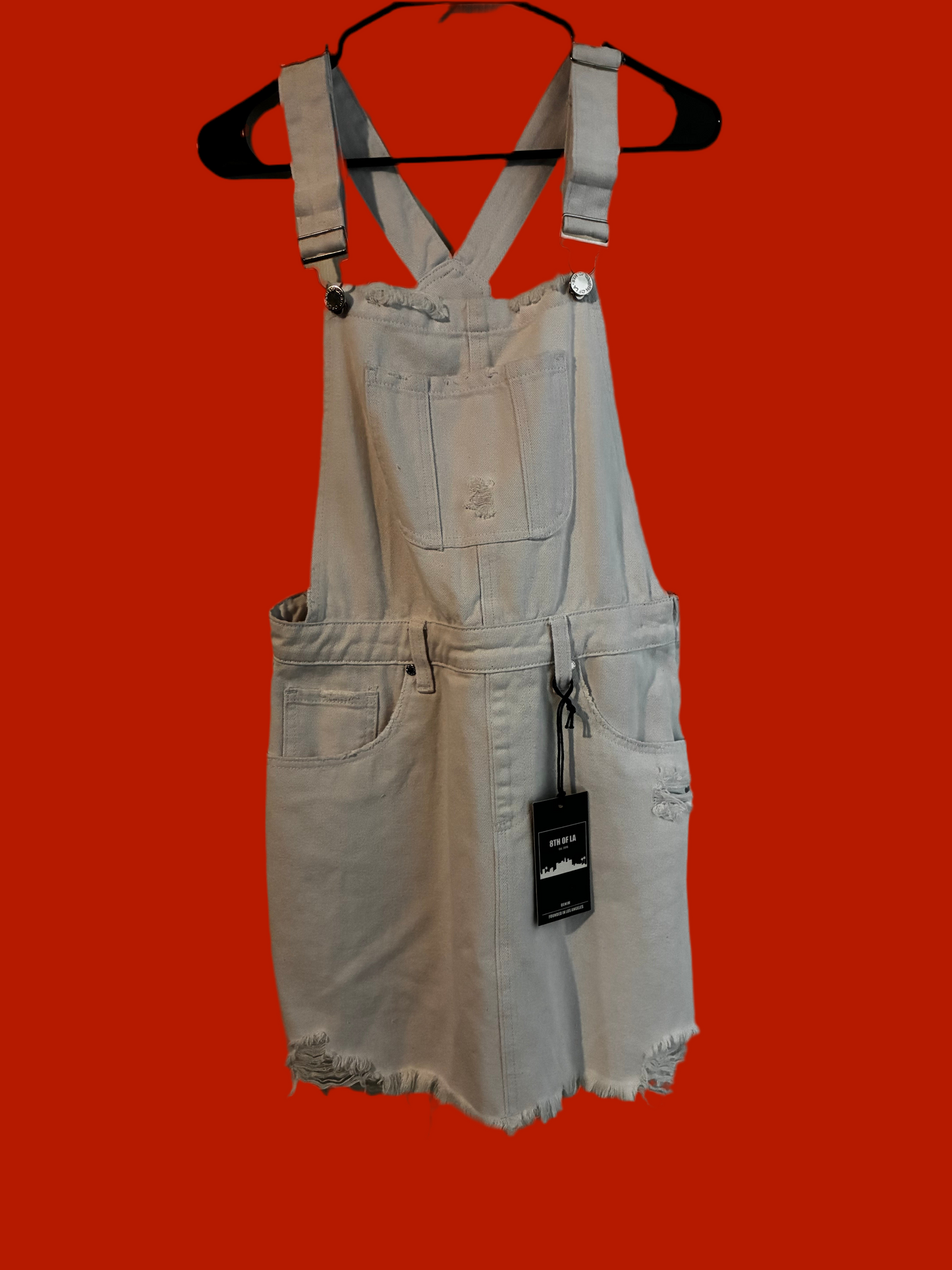 8th Of LA Denim White Overall Dress