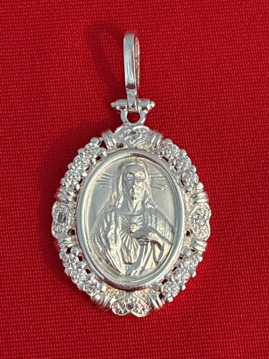 Sterling Silver 925 Sacred Heart Of Jesus Pendant