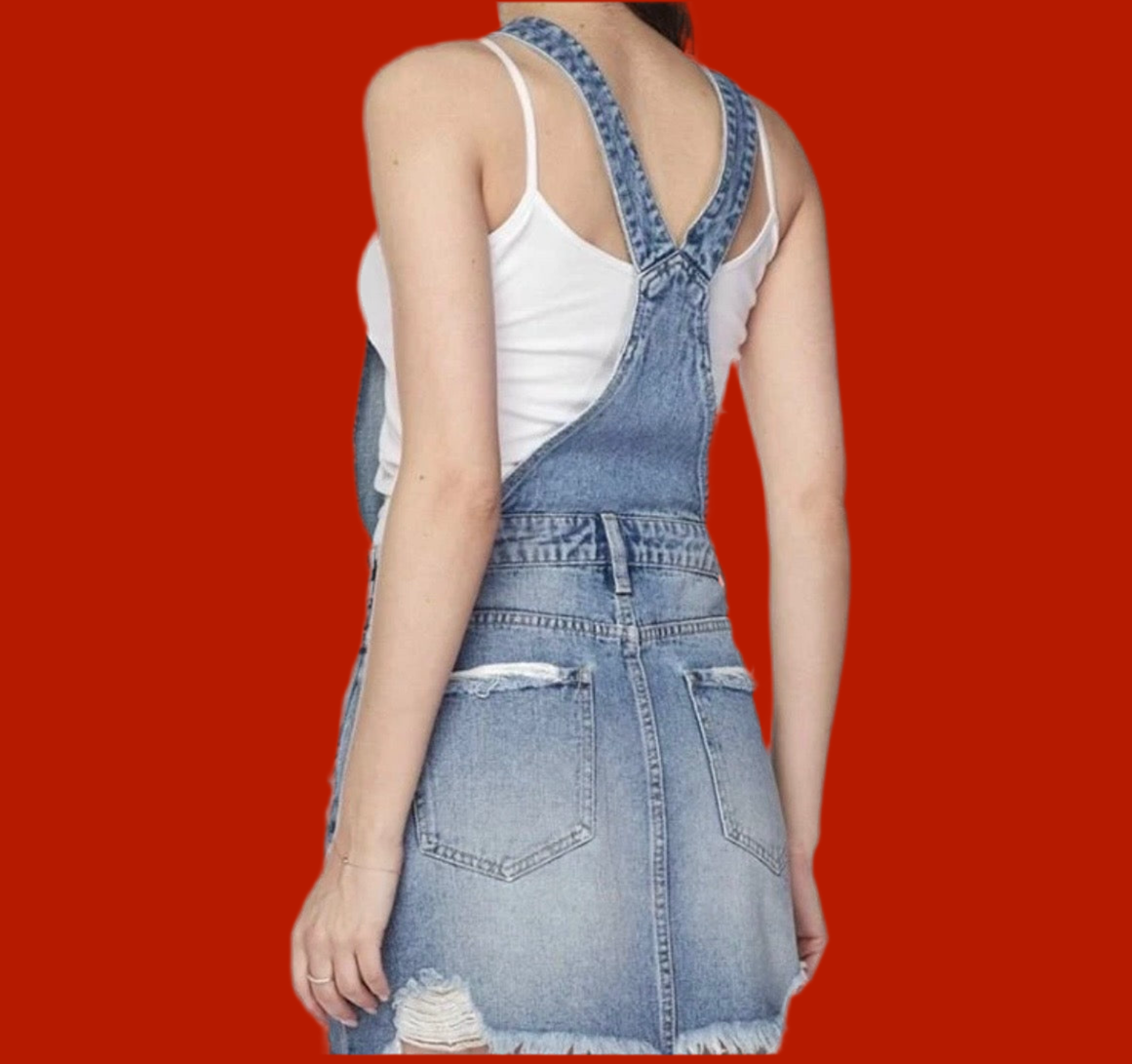 8th Of LA Denim White Overall Dress