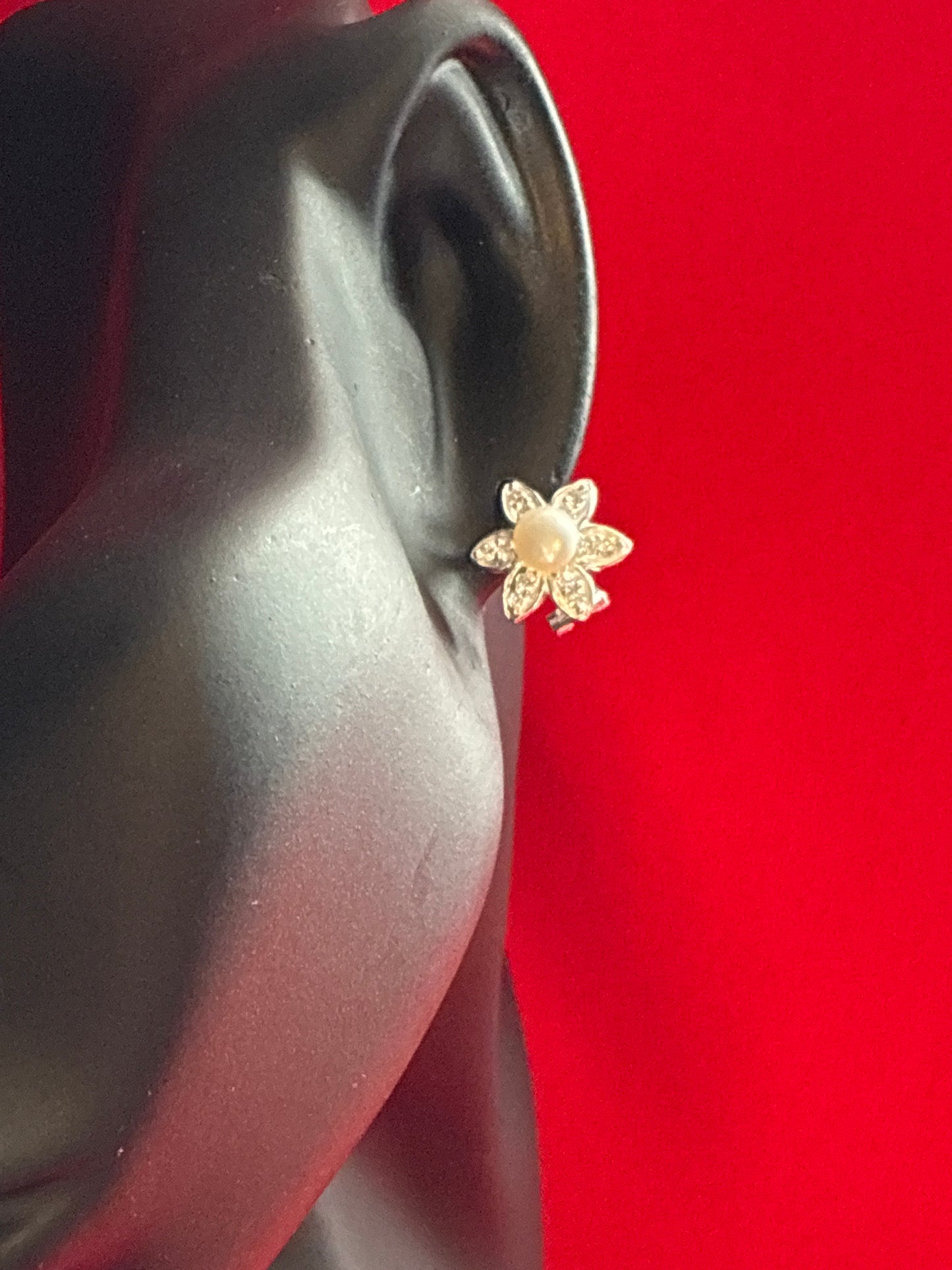 Sterling silver 925 flower pearl earrings