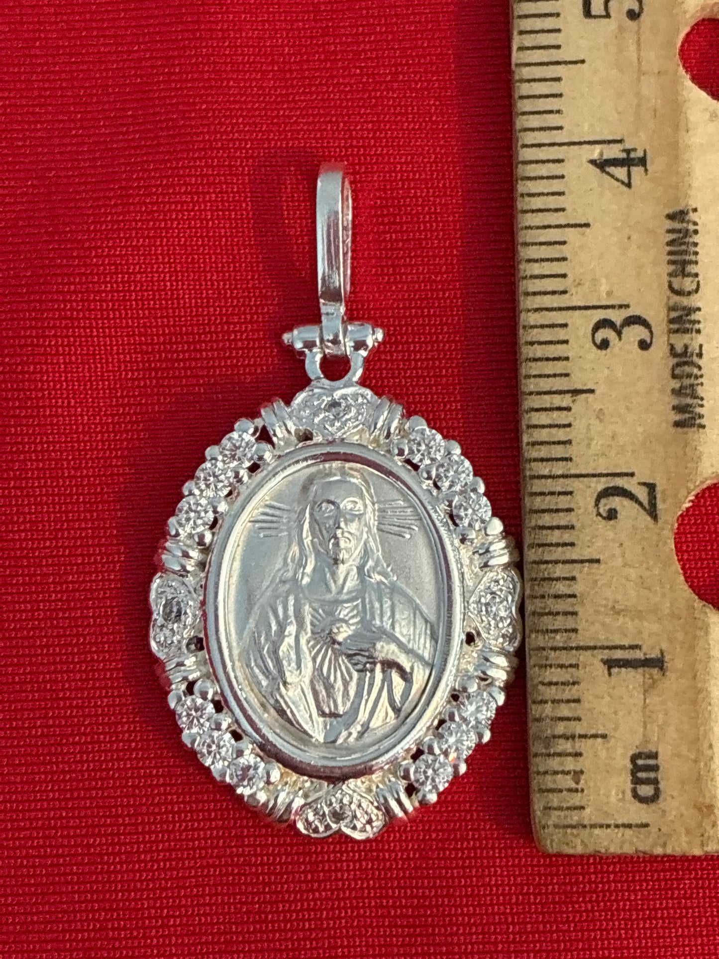 Sterling Silver 925 Sacred Heart Of Jesus Pendant