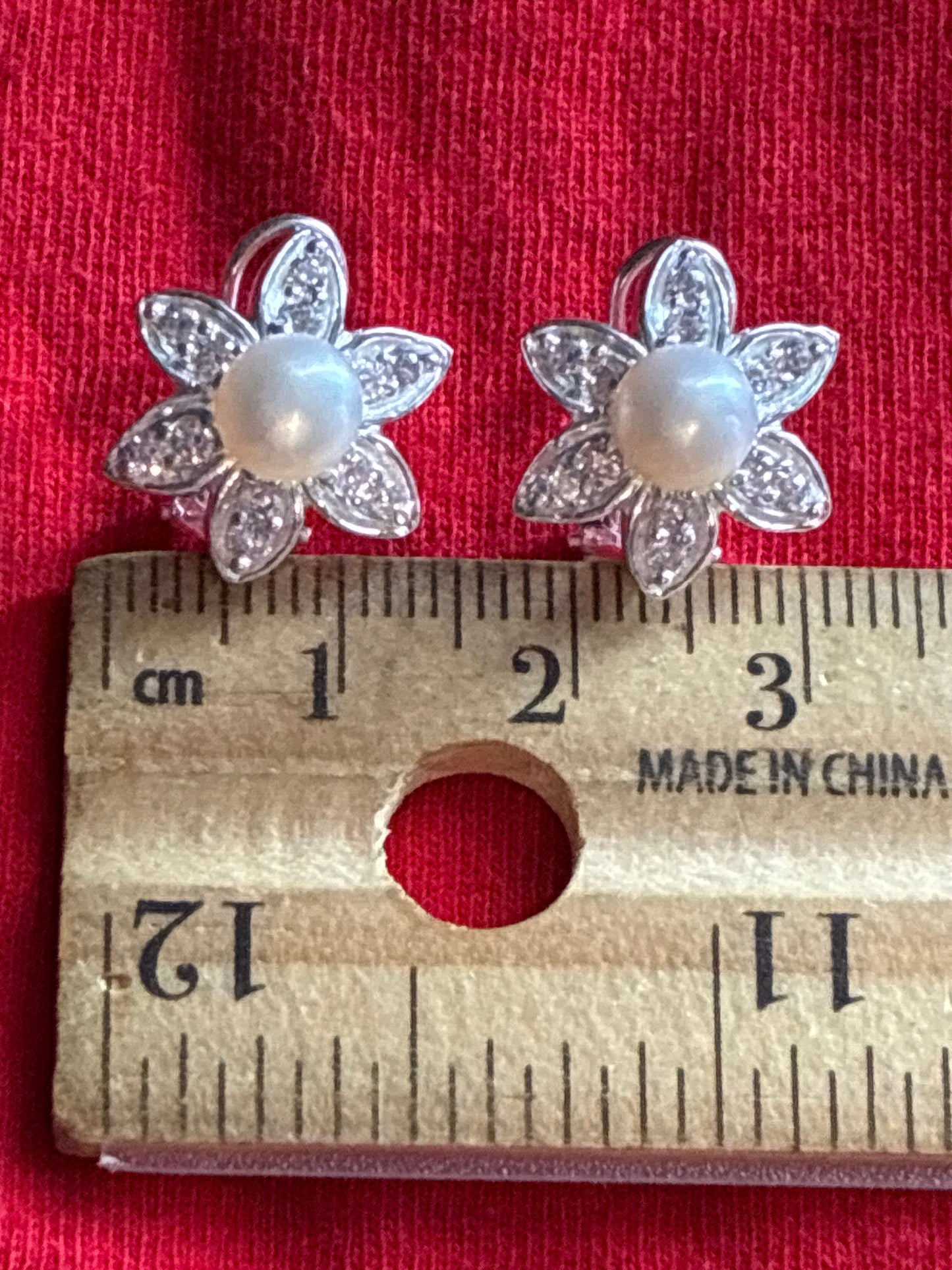 Sterling silver 925 flower pearl earrings