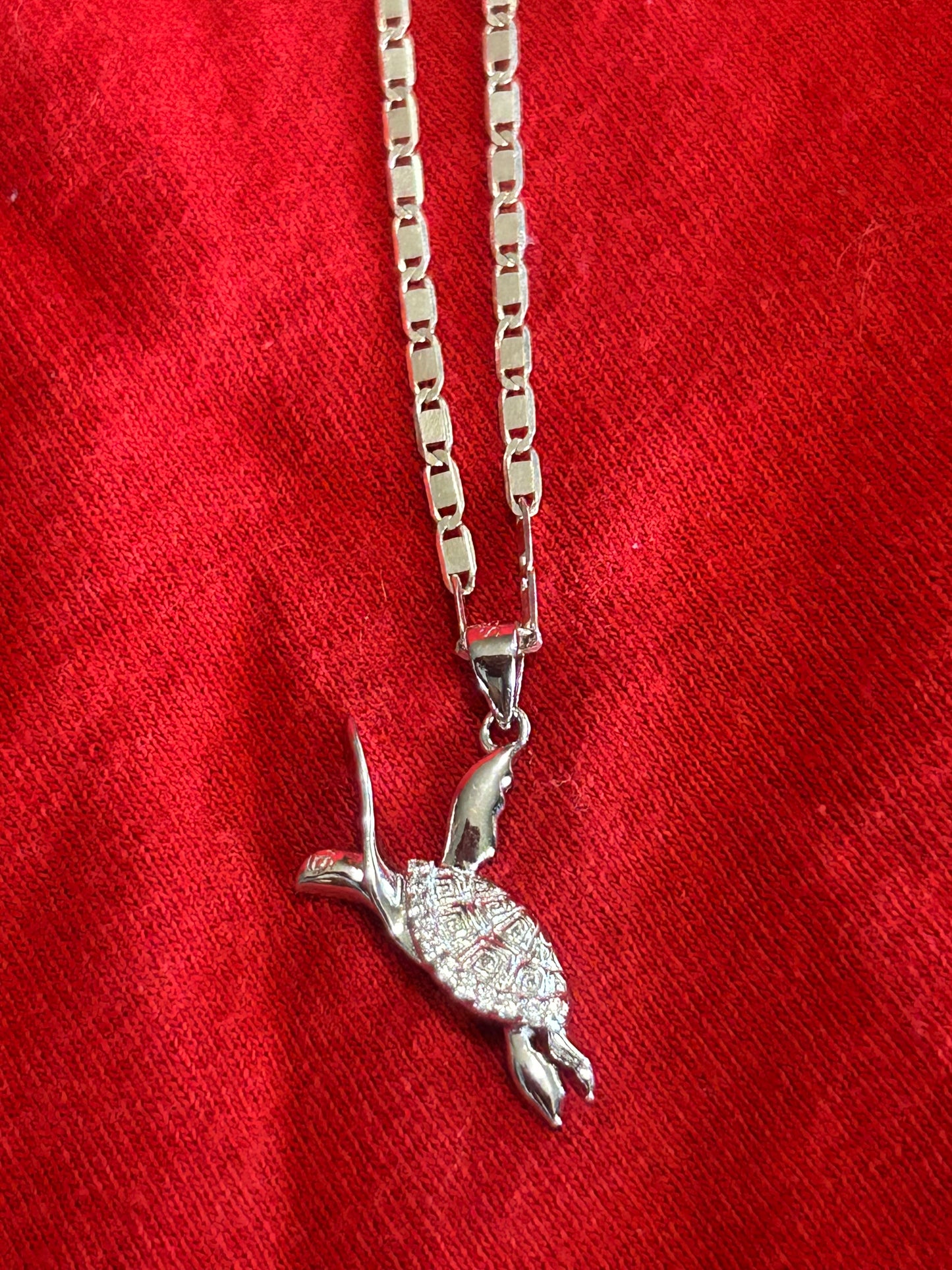 Sterling silver turtle pendant with necklace