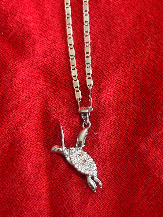 Sterling silver turtle pendant with necklace