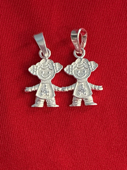 Two girls Sterling Silver 925 pendant