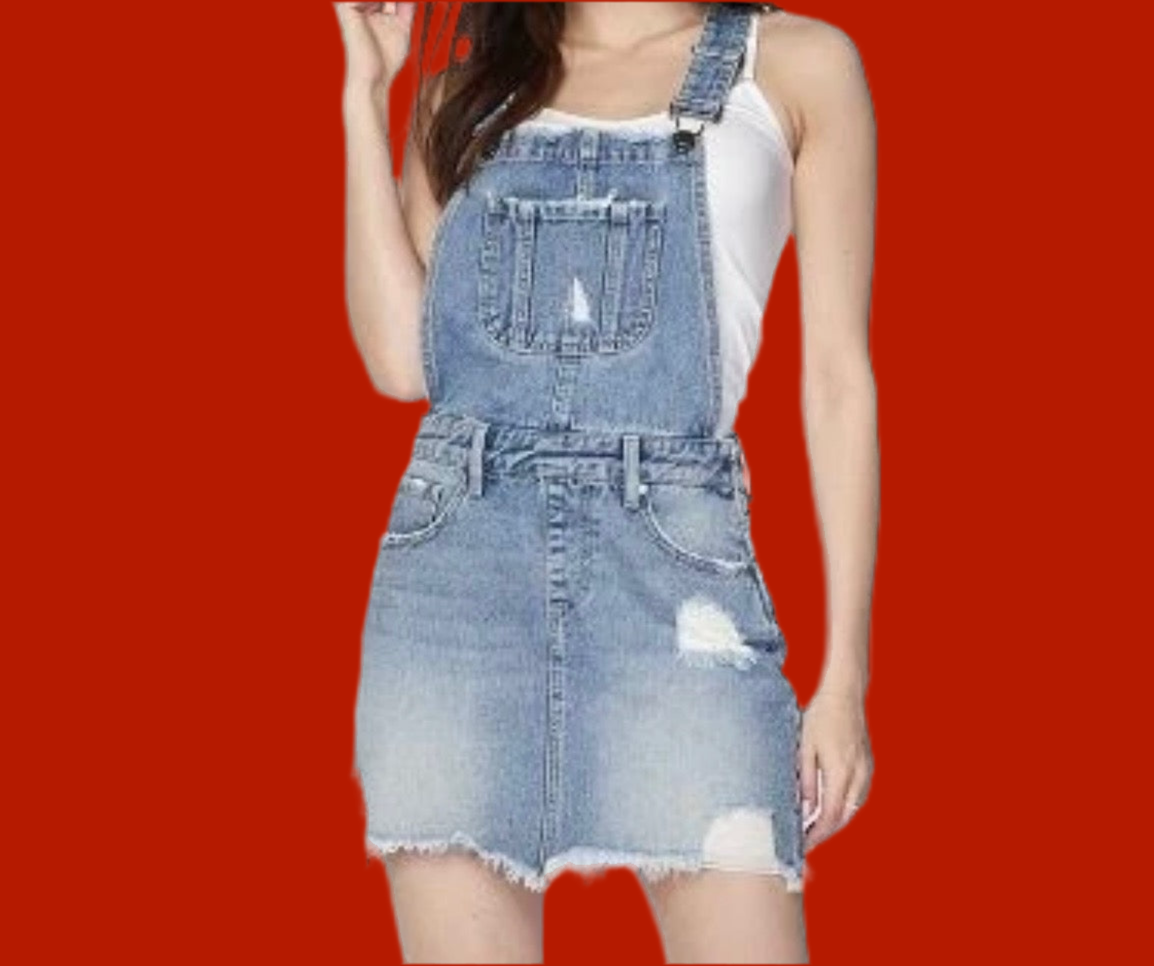 8th Of LA Denim White Overall Dress