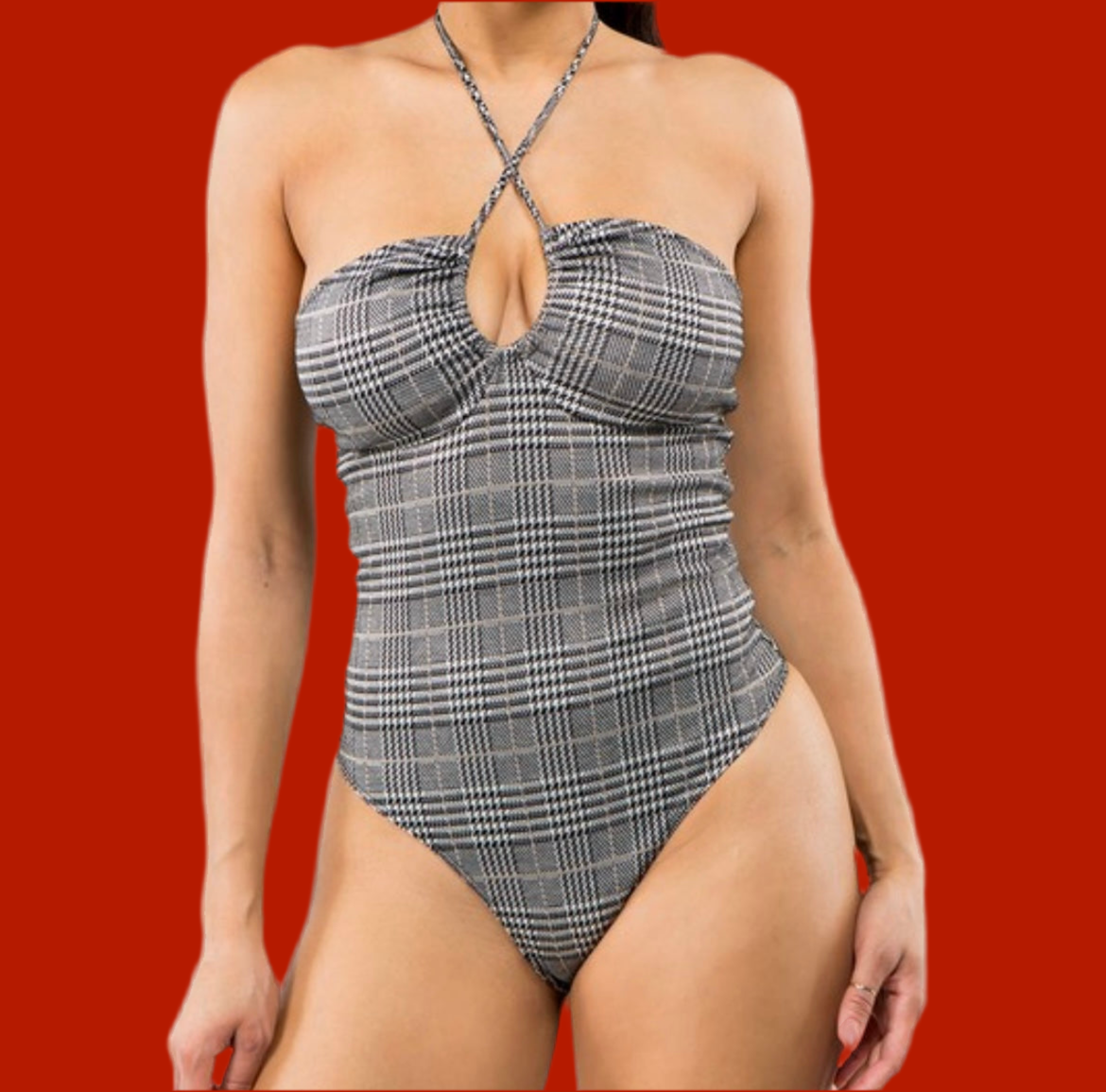 Plaid Printed Bodysuit