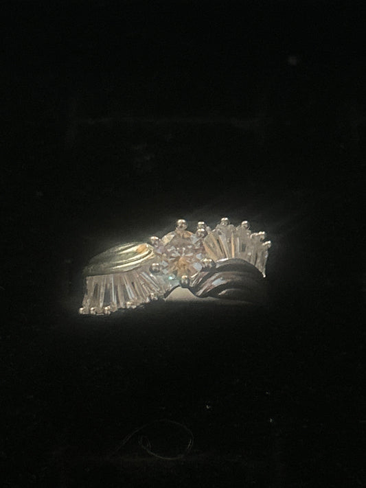 engagement ring featuring a cluster of cubic zirconia