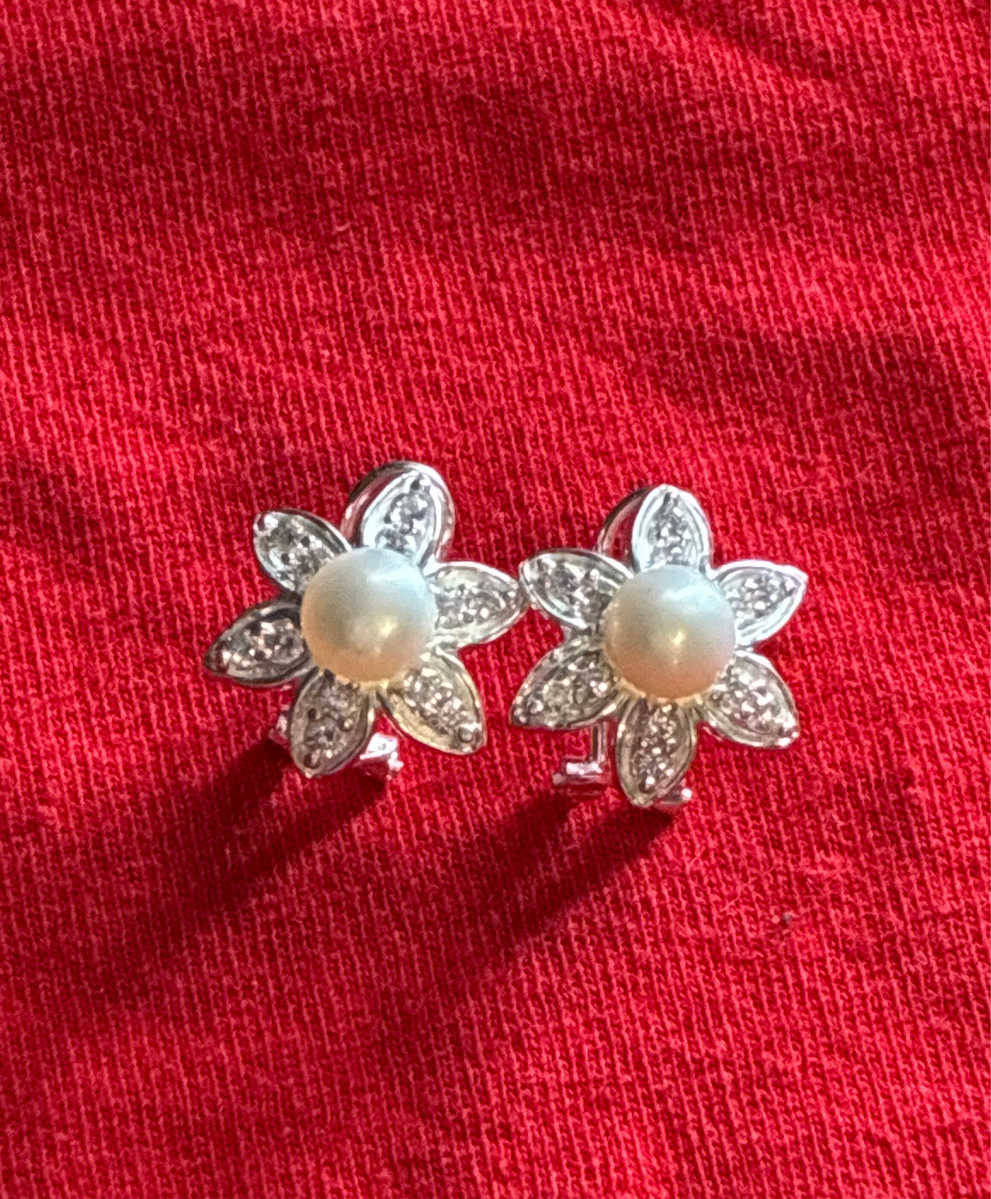 Sterling silver 925 flower pearl earrings