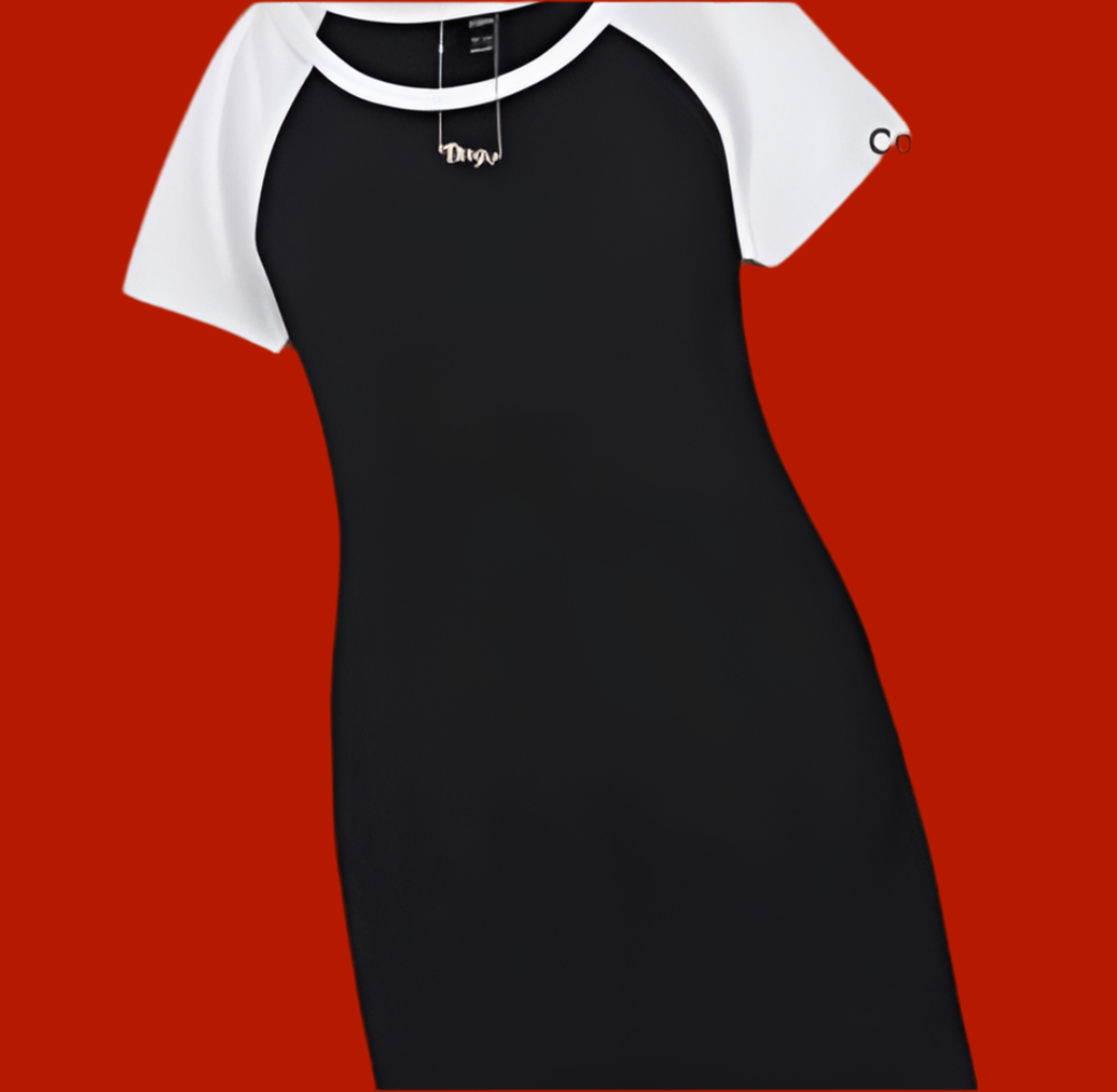 Ezwear Colorblock Raglan Sleeve Bodycon Dress