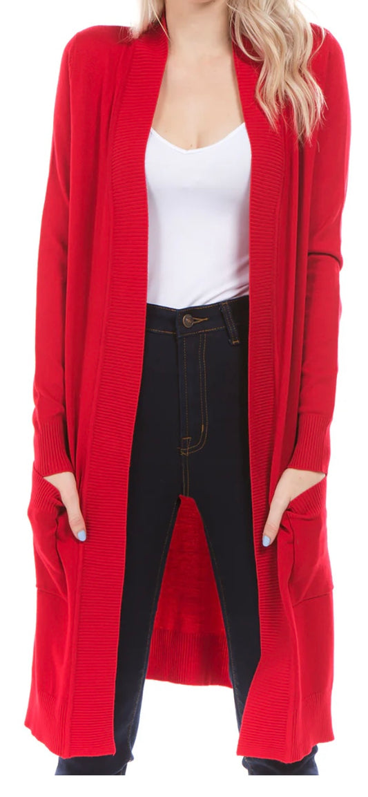 Long line open cardigan