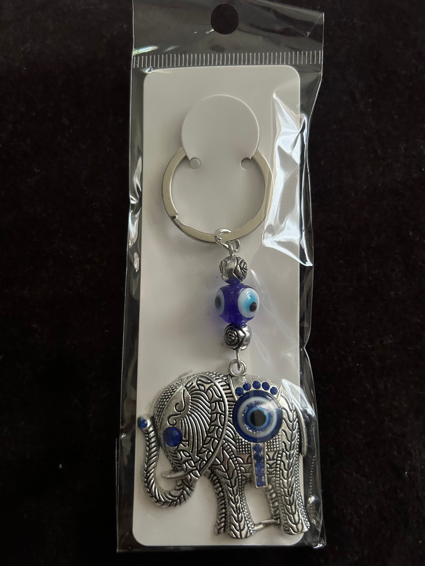 Evil eye with elephant keychain