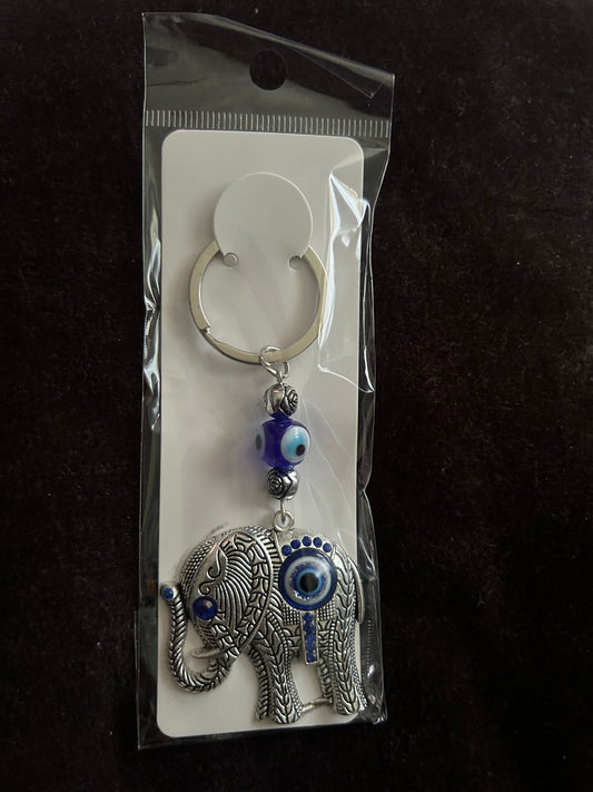 Evil eye with elephant keychain