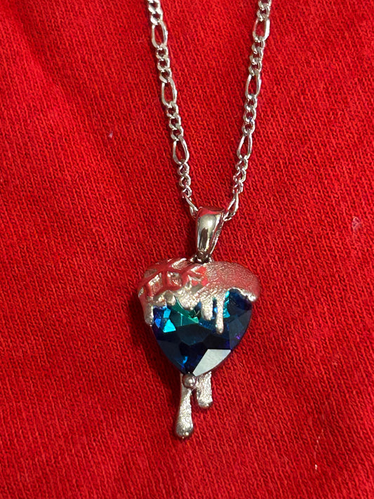 Sterling silver necklace with heart snowflake
