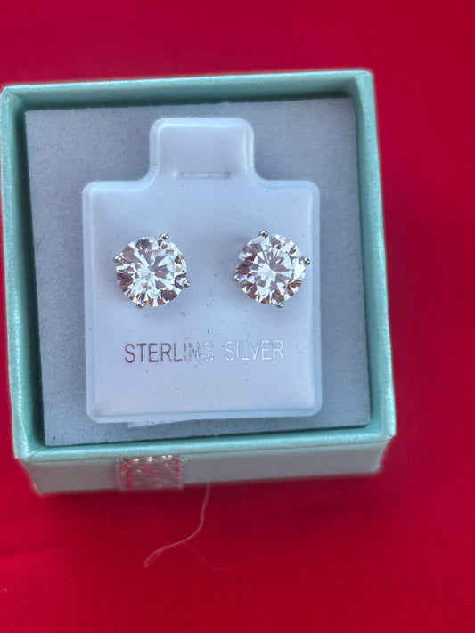 Round Cubic Zirconia Sterling Silver earrings