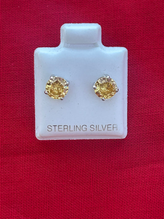 Yellow Cubic Zirconia Sterling Silver earrings